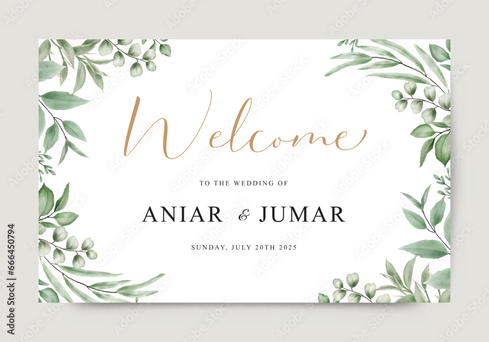 Wedding invitation welcome sign template