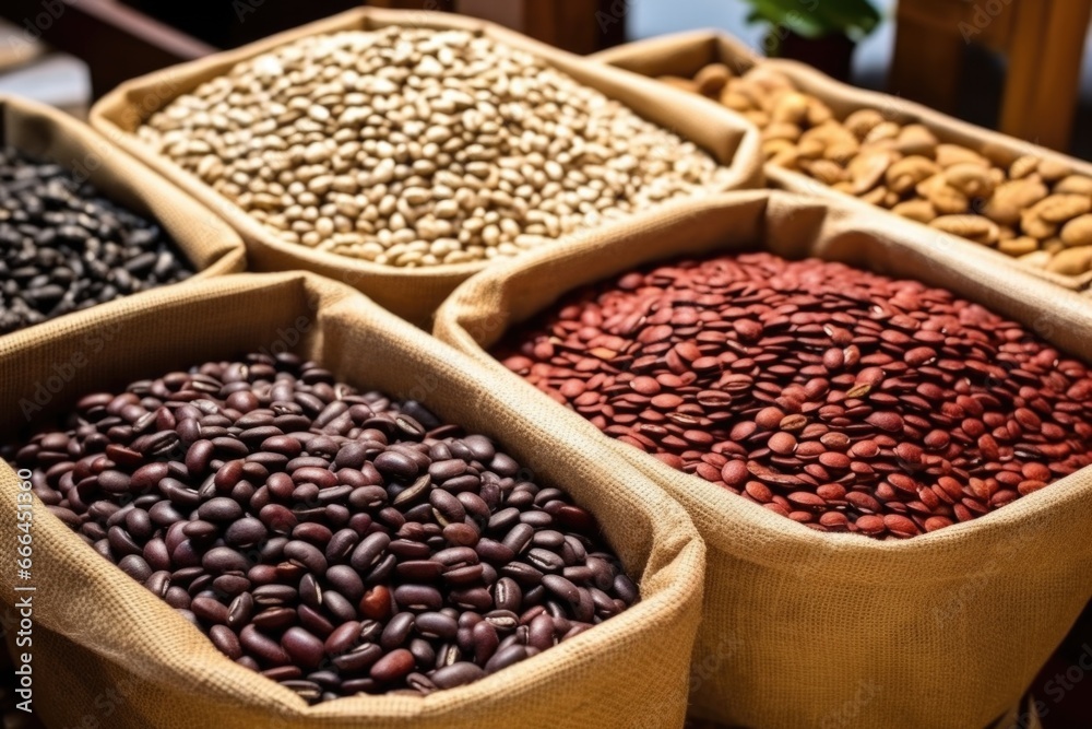 variety of freshly roasted beans displayed for comparison variety of freshly roasted beans displayed for comparison