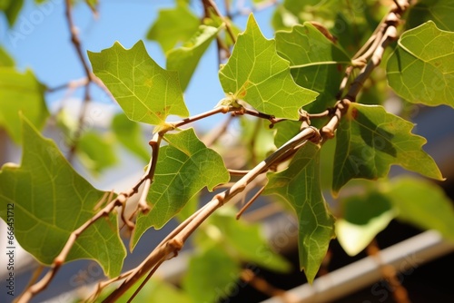 heart-shaped leaves overlapping on a vine
