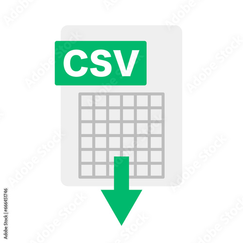 CSV file download icon. Vector.