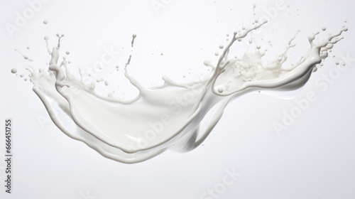 Splash effect of milk, high speed photography, on plain white background