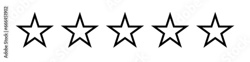 Simple five star icon. Rating. Vector.