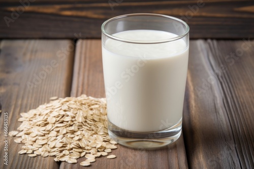 a glass of low-fat milk with oats