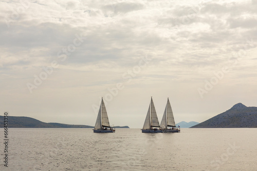 Silhouette of sailing/yachting in the Croatian Kornati National Park