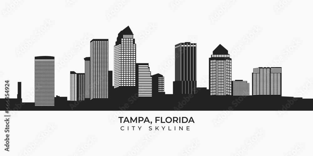 Tampa city skyline silhouette. Florida cityscape in vector format