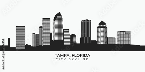 Tampa city skyline silhouette. Florida cityscape in vector format