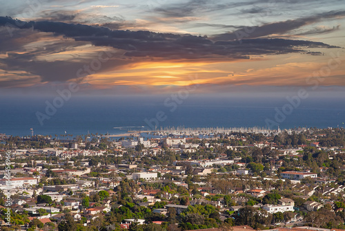 Sunset views of Santa Barbara  California from the mountains