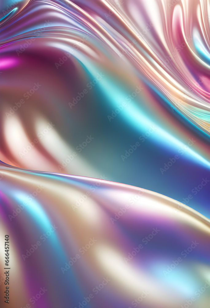 Fototapeta premium Abstract background of big waves of shiny iridescent pearls