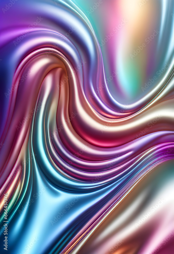 Fototapeta premium Abstract background of big waves of shiny iridescent pearls