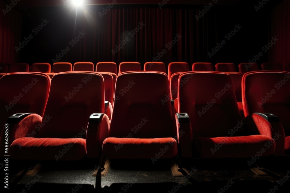 an empty seat in a row of cinema chairs