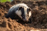 a badger digging a burrow in the dirt