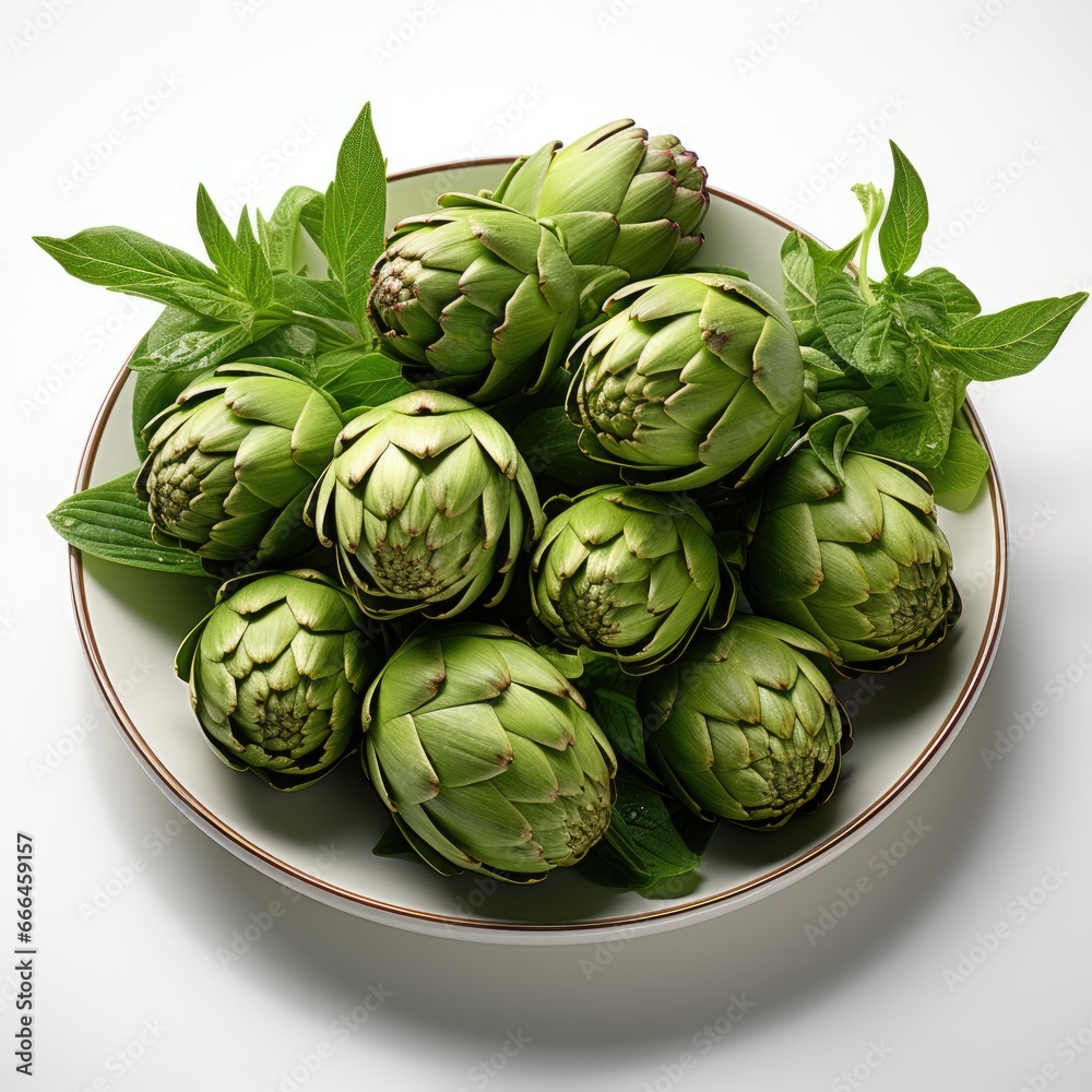 Obraz premium High Angle View Chopped Artichoke, Hd , On White Background 