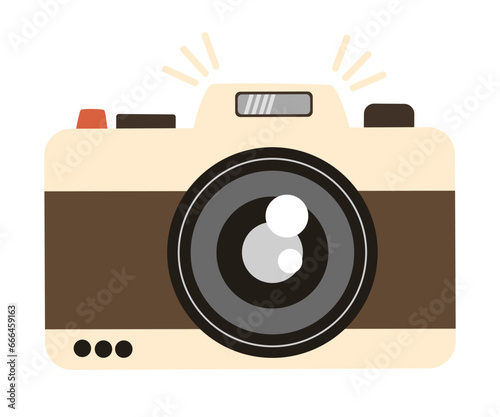 Retro Vintage camera device, polaroid. Photo camera. Vector hand draw illustration.