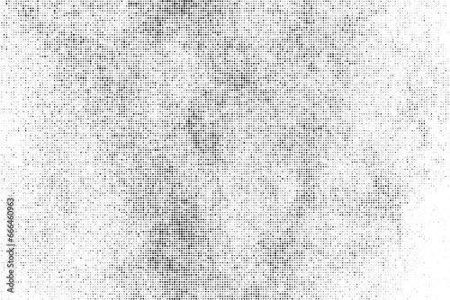 Black Halftone Texture On White Background. Modern Dotted Futuristic Backdrop. Fade Noise Overlay. Digitally Generated Image. Pop Art Style. Vector illustration.