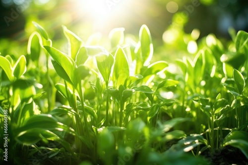 green plants flourishing under sunlight