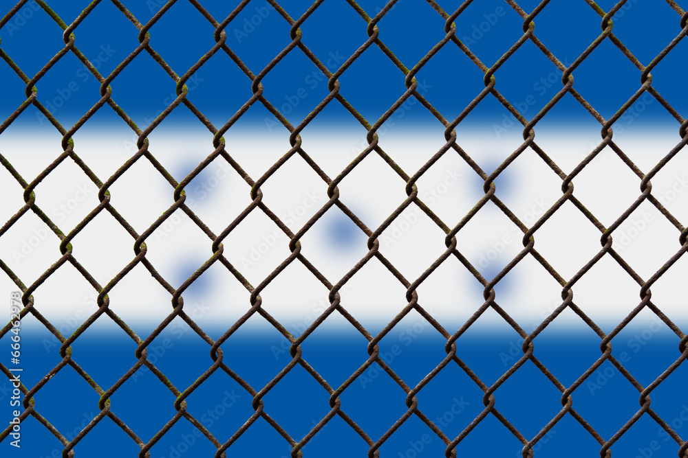 A steel mesh against the background of the flag Honduras. A steel mesh against the background of the flag Honduras.