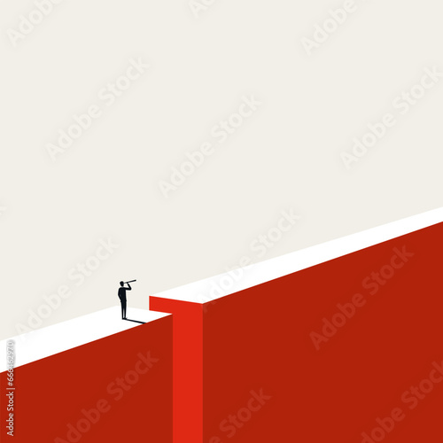 Business challenge and obstacle vector concept. Symbol of vision, solution, opportunity, success. Minimal illustration.