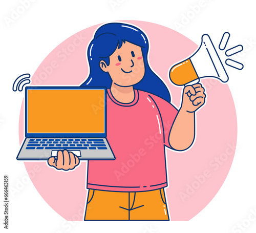 woman carrying a laptop and money