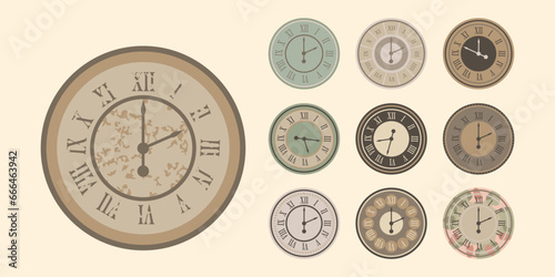 Vector old vintage clock face