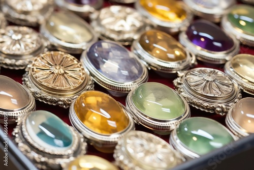 a tray of freshly polished lockets awaiting inspection