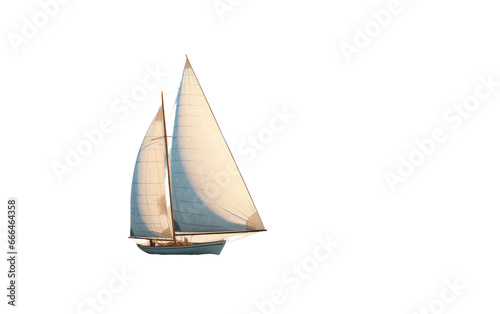 Realistic Portrait of a Sailing Boat on White or PNG Transparent Background.