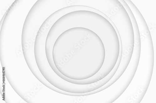 Circles light background. White papercut texture. Silver circular pattern