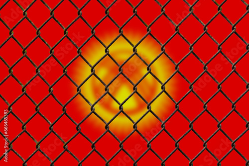 A steel mesh against the background of the flag Kyrgyzstan.