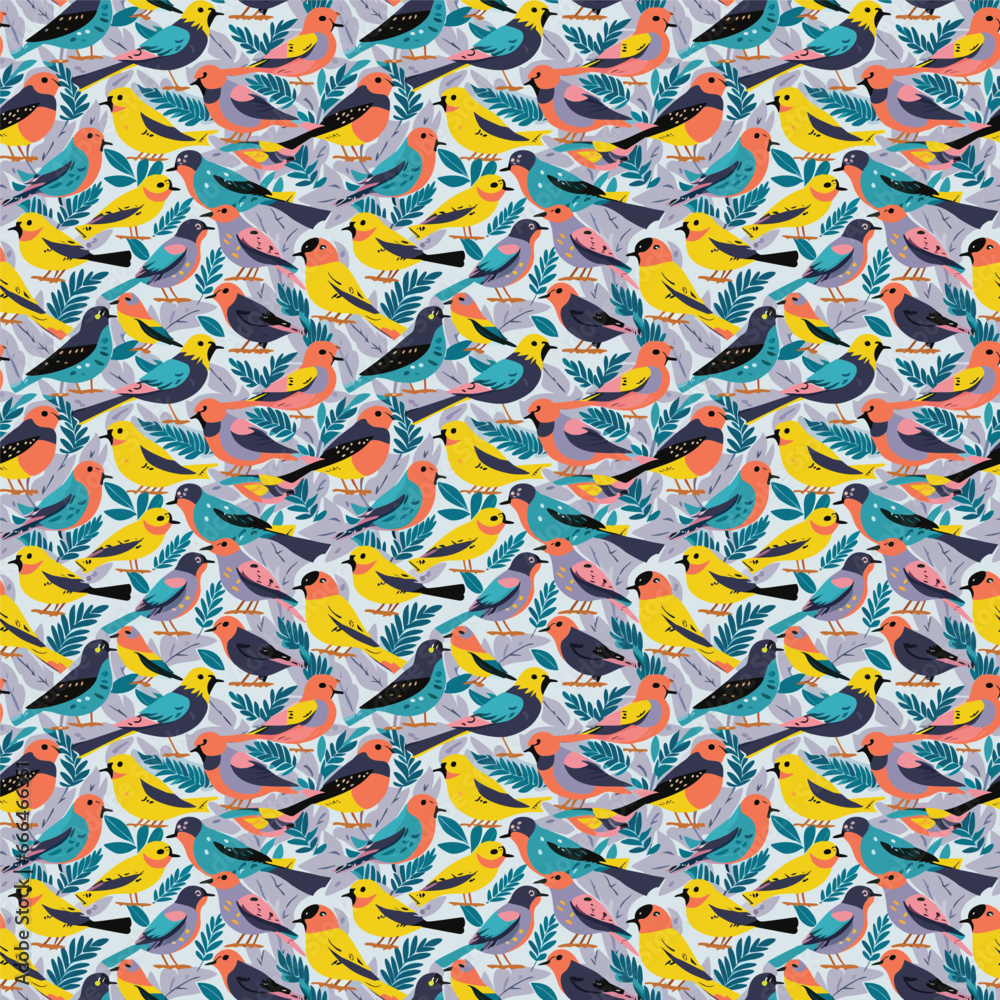 Fototapeta premium Seamless bird pattern background, bird illustration, bird seamless vector pattern
