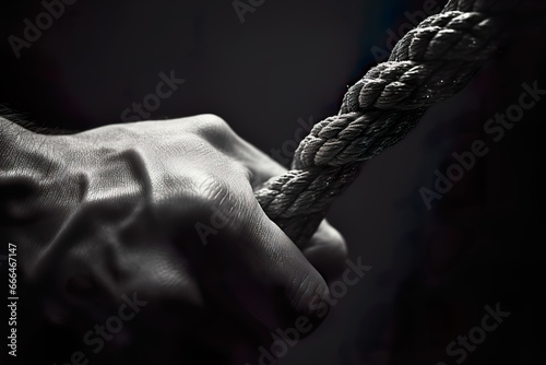 hands of the person holding a rope in gym motivational