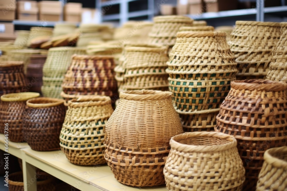 rows of completed baskets ready for shipment rows of completed baskets ready for shipment