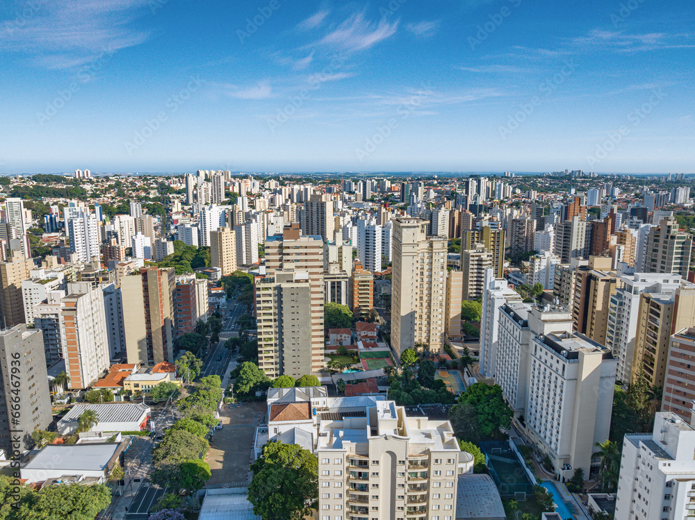 Imagem aérea do bairro Cambuí em Campinas, São Paulo. Brasil. 