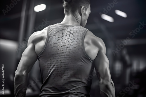 Motivation gym photo of male torso with back