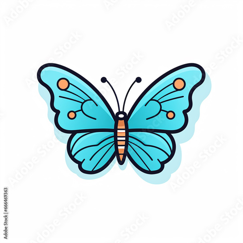 2d cute cartoon butterfly, 2d cartoon with sharp outlines on White Background © MASmaker