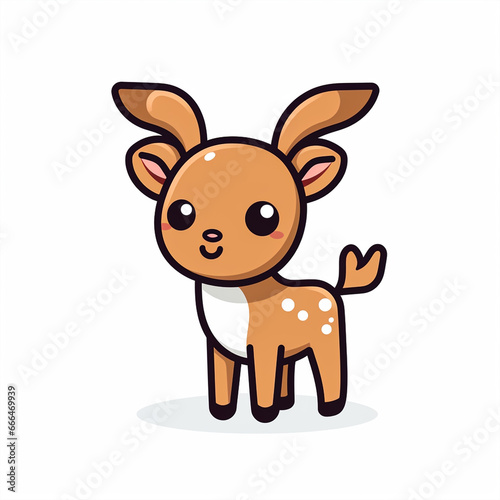 Wallpaper Mural 2d cute cartoon deer animal, 2d cartoon with sharp outlines on White Background Torontodigital.ca