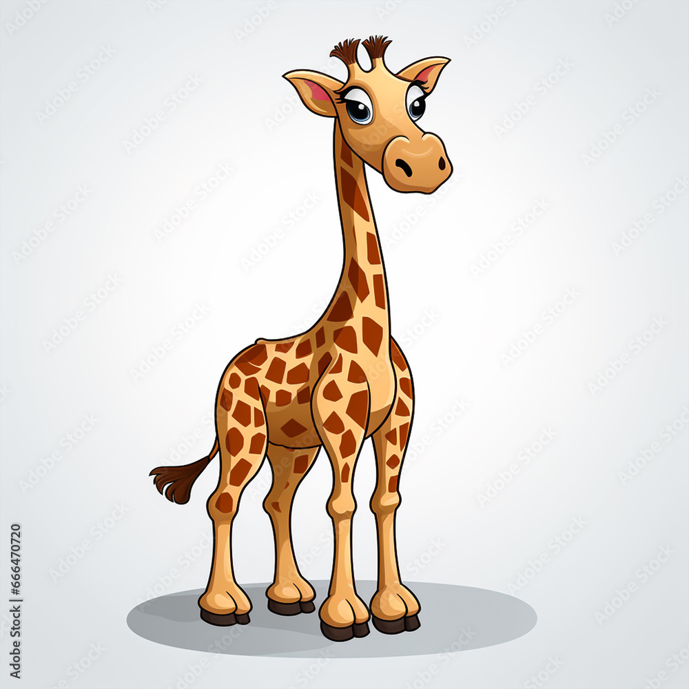 Naklejka premium 2d cute cartoon fox animal, 2d cartoon with sharp outlines on White Background