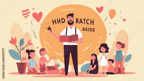 
Flat colored illustrations for Teacher's Day