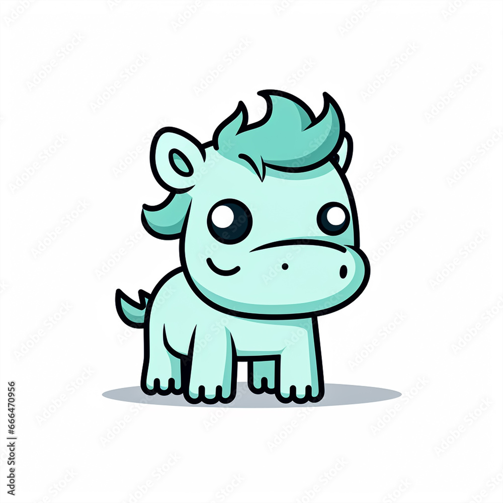 2d cute cartoon horse animal, 2d cartoon with sharp outlines on White Background 2d cute cartoon horse animal, 2d cartoon with sharp outlines on White Background