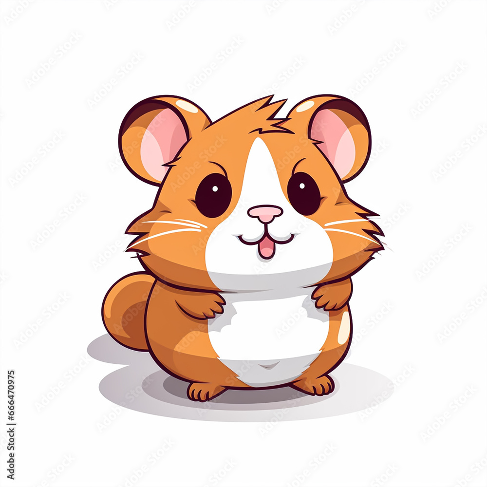 2d cute cartoon hamster animal, 2d cartoon with sharp outlines on White Background 2d cute cartoon hamster animal, 2d cartoon with sharp outlines on White Background