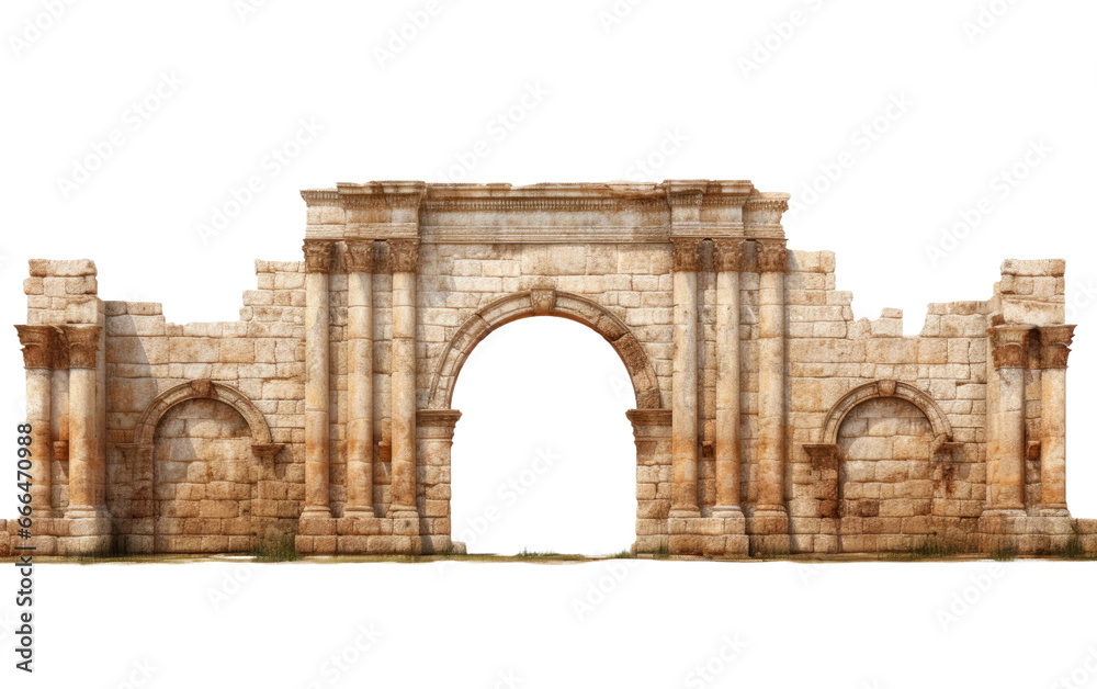 Ancient Christian Temple's Iconic Facade Art on White or PNG Transparent Background.