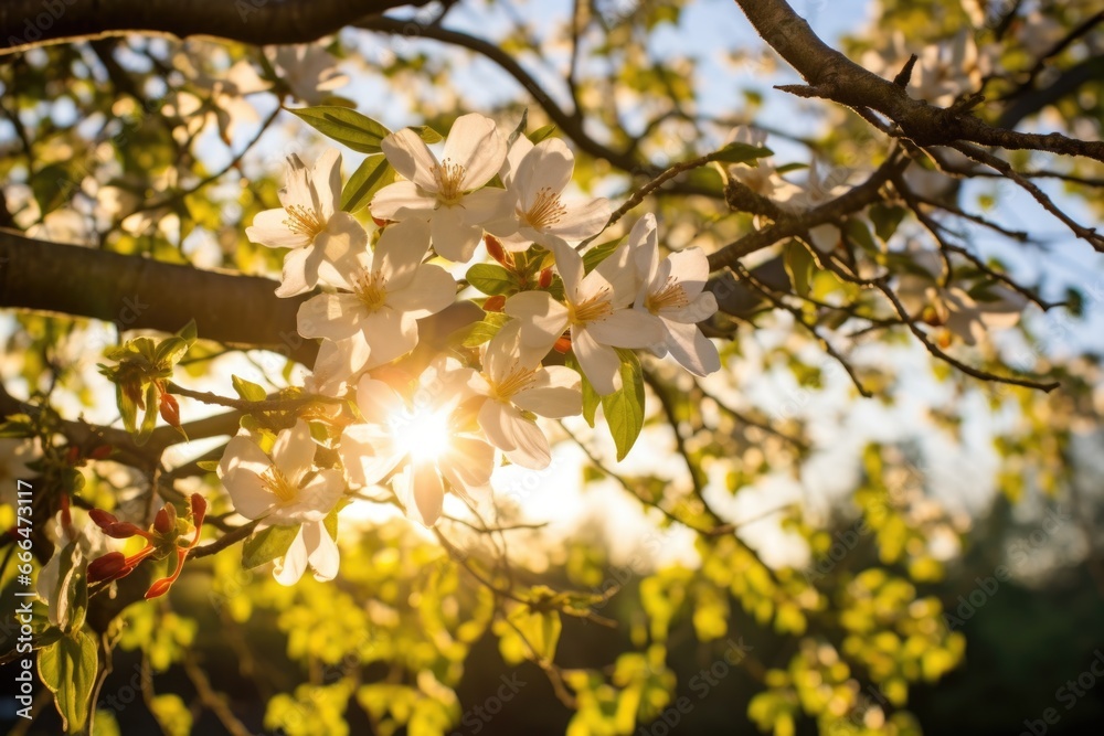 sunrays peeping through a blossom on a tree sunrays peeping through a blossom on a tree