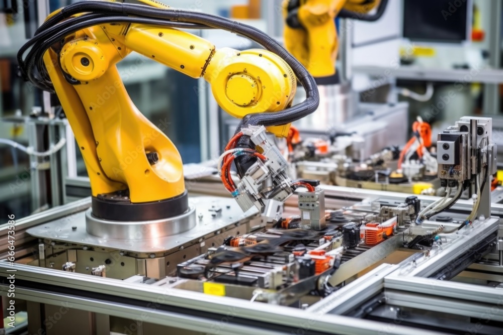 a robotics arm assembling watches in a factory