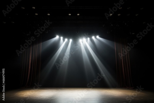 a spotlight illuminating an empty theater stage