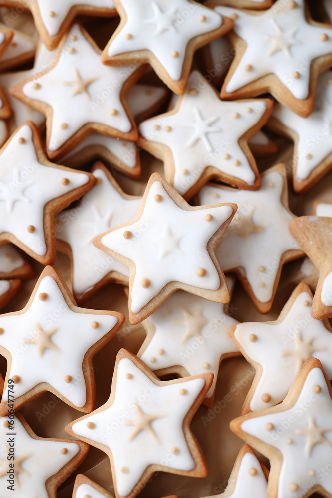 Сhristmas gingerbread in the shape of stars. Background.