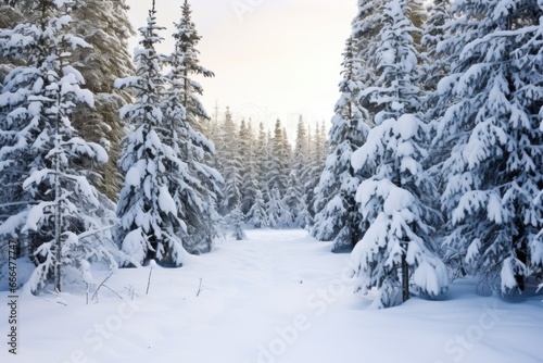 snow covering pine trees in a wintry forest landscape © Alfazet Chronicles