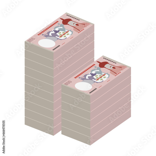 Bhutanese Ngultrum Vector Illustration. Bhutan money set bundle banknotes. Paper money 500 BTN. Flat style. Isolated on white background. Simple minimal design. photo