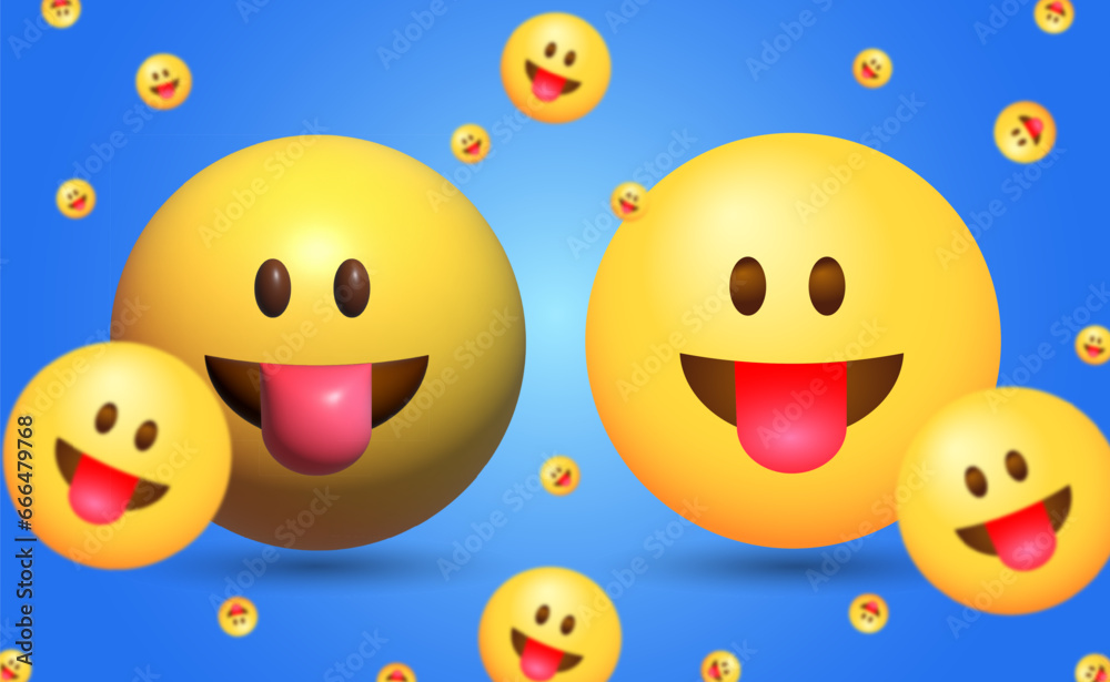 2D and 3D Vector Face With Stuckout Tongue Emoji Illustration 2D and 3D Vector Face With Stuckout Tongue Emoji Illustration