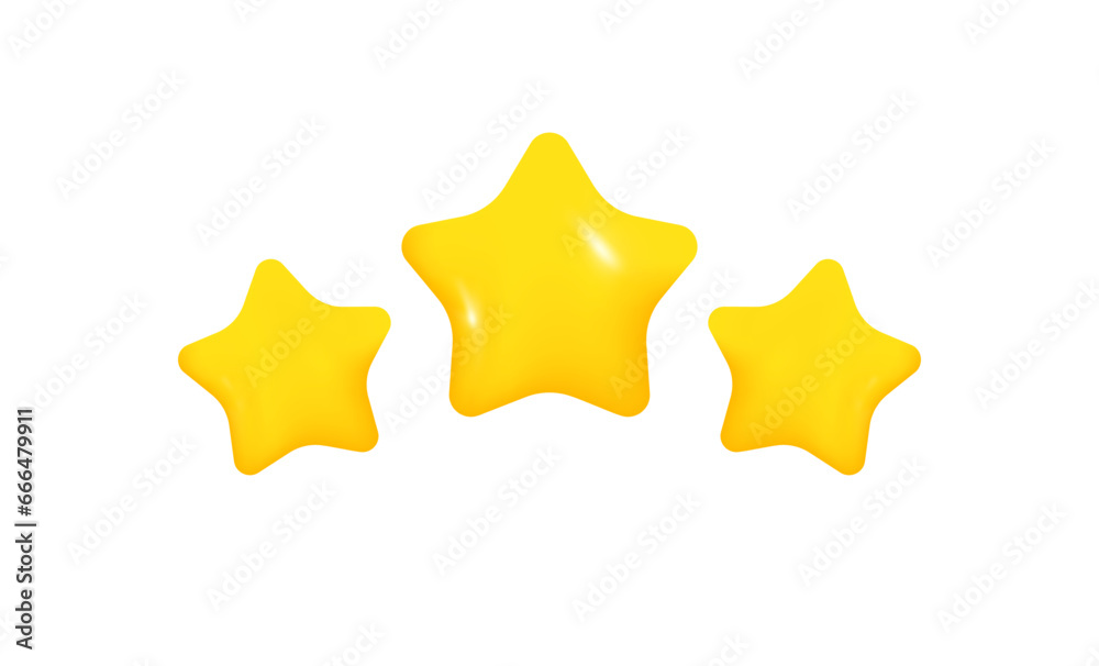 3 stars icons. Flat, yellow, star rating, 3 stars icons, layout for app rating. 3D Vector icons 3 stars icons. Flat, yellow, star rating, 3 stars icons, layout for app rating. 3D Vector icons