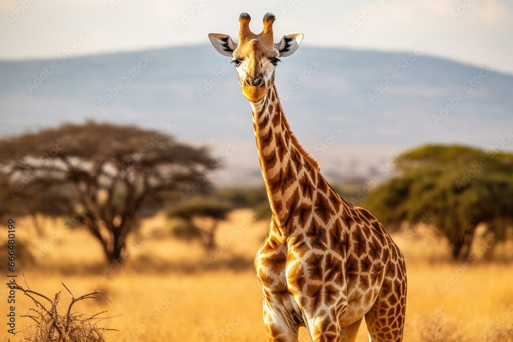 Giraffe in Serengeti National Park, Tanzania, Africa, Giraffe in Serengeti National Park, Tanzania, Africa, AI Generated
