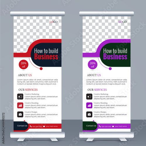Modern,x-banner, creative, business corporate Roll up banner design template. Bundle vector AI print ready set.
