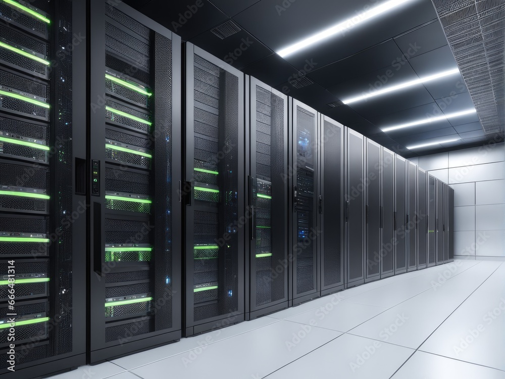 Server room interior in datacenter storage Server room interior in datacenter storage